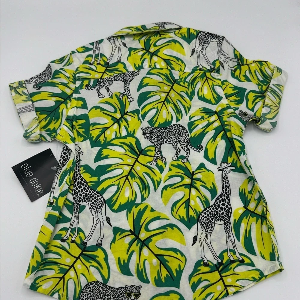 NWT Okie Dokie Baby Boy’s Jungle Print Button-Down Shirt (Size 24M)